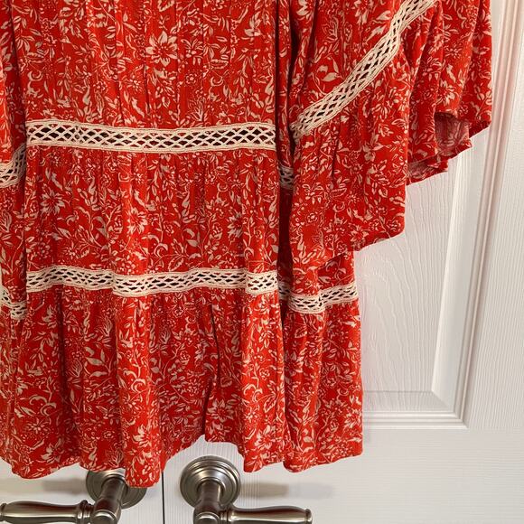 Free People Talk About It Tunic Top Coral Pop - Picture 6 of 8